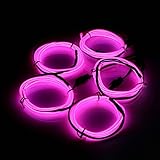 SOLMORE 5 X 1 Metre Neon Light EL Wire Waterproof LED Strip Electroluminescent DC 3V+ Driver + Splitter For Party Xmas Decoration (Pink)
