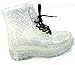 Women's Jelly Rubber Rain Color Clear Waterproof TransparentRound Toe Ankle Martin Laceup Boot Shoes