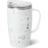 Swig Life 18oz Travel Mug, Insulated Tumbler with Handle and Lid, Cup Holder Friendly, Dishwasher Safe, Stainless Steel, Travel Coffee Cup (Bride to Be)