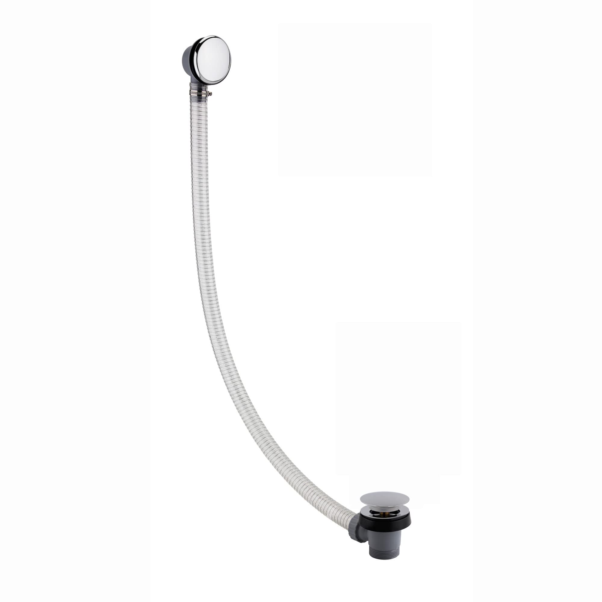 ENKI, W34, 1.5 Inch Chrome Bath Waste & Overflow, Sturdy Plastic Pipping, Pop Up Waste Connection, Contemporary Design, Pop Up Bath Plug Waste, Easy Clean, Easy to Install Bath Waste Kit, Fixings