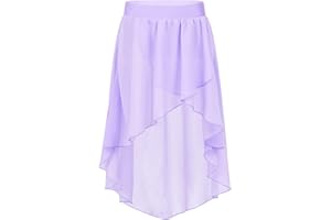 Manyakai Kids Girls High Low Chiffon Dance Skirts for Lyrical Ballet Latin Jazz Modern Dancewear
