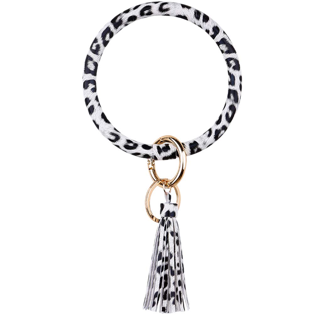 TOPBATHY 1pc Leopard Print Pu Leather Key Chain with Tassel for Women Stylish Bracelet Keyring and Sturdy Purse Accessory for Hand Purse Carry Fashionable Idea