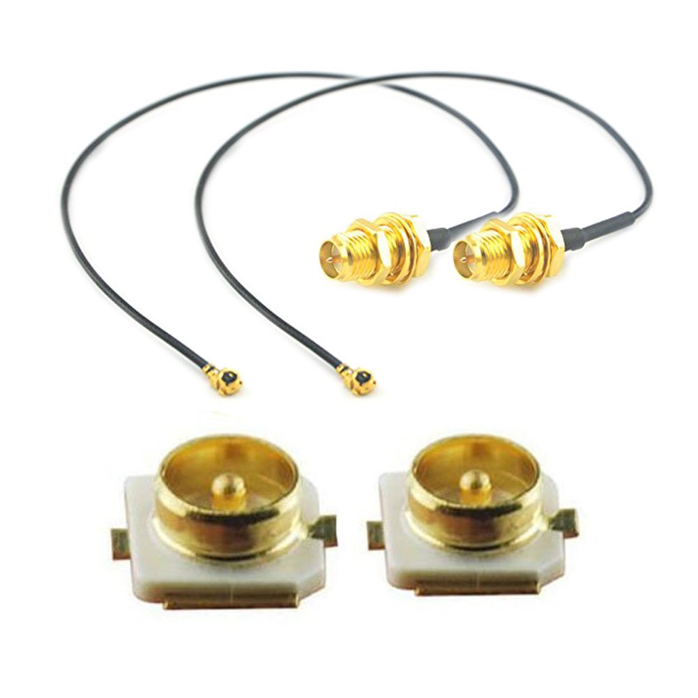 YILIANDUO U.FL MINI PCI to RP-SMA Female 17CM IPX Pigtail Antenna Extension WiFi Cable Coaxial Connector SMT Receptacle SMD Socket Solder PCB Mount for Mini PCI Card Pack of 2