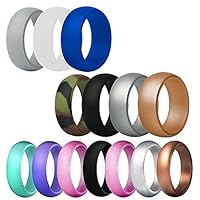 FineGood 14 pcs Silicone Wedding Ring for Men Women,Rubber Wedding Bands Durable Comfortable - Multi-Colors