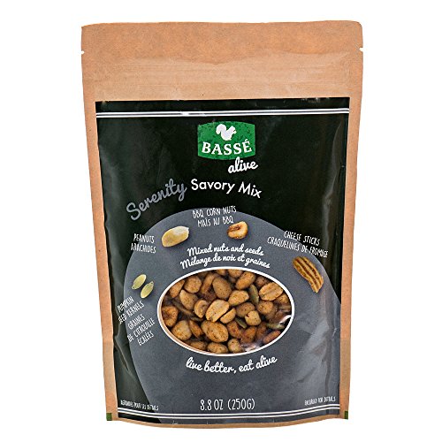 Serenity Savory Trail Mix & Snack Party Mix from Basse Alive, 8.8oz Bag with BBQ Toasted Corn Nuts, Smoke Jalapeno Cheddar Cheese Sticks, and Peanut Nutrition; Trail Mix Energy with Good Calories