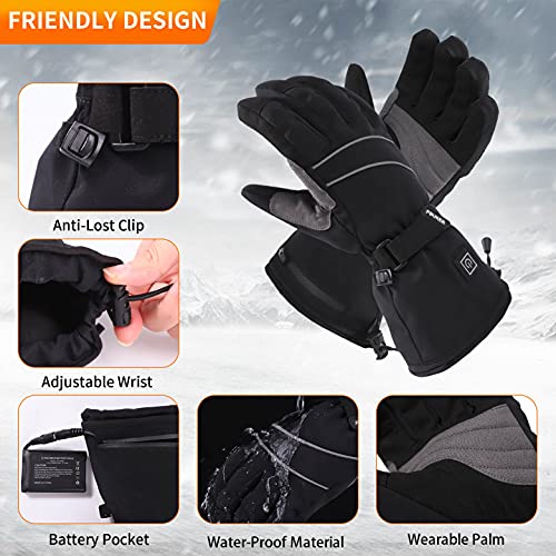 7.4V Heated Gloves 2022 Upgraded Electric Heated Ski Gloves for Men