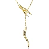 YAFEINI Italian Horn Hand Necklace Sterling Silver Cornicello and Mano Cornuto Pendant Necklace Good Luck Italian Amulet Pendant Jewelry for Women Girls Gifts