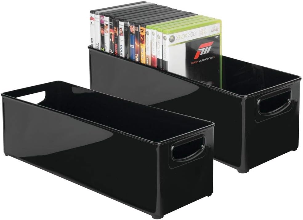 mDesign rangement DVD empilable avec poignée (lot de 2) caisse de