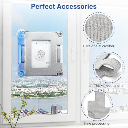 12 Pieces Cleaning Cloth for Ecovacs Winbot W2S/W2S Omni Kit, Robot Window Squeegee Washable Microfibre Cloths, Effectively Clean Stains, Dust from Windows