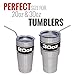 CASELAST Premium Stainless Steel Straws - For 30 oz & 20 oz Yeti Tumbler Rambler Cups, RTIC and other brands - Set of 5 Bend Extra Long Reusable Drinking Straws + 2 Cleaning Brushes + eBook