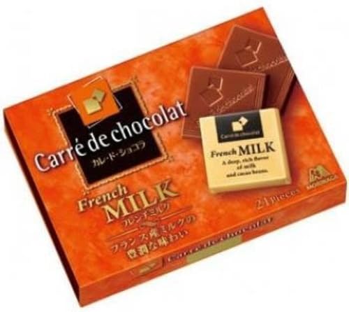 Morinaga Japanese Chocolates, Carre de Chocolate (Imported from Japan), 21 Pieces (107g) box (French Milk Chocolate)