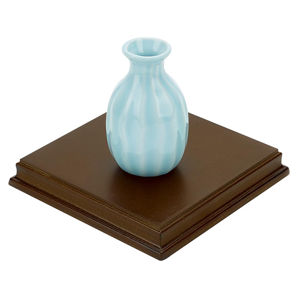 FINGERINSPIRE Coconut Brown Square Wood Stand Base 12.6x12.6x1.8cm MDF Wood Base with Ogee Edge Wood Display Base for Gemstone and Jewellery Decor Wood Base for Vase Sculpture Collectibles Display