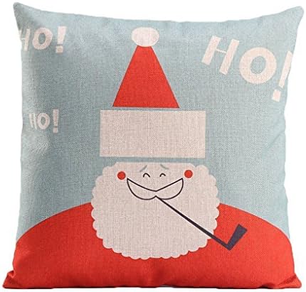 Ambox Beige Cotton Blend Linen Square Decorative Throw Pillow Covers - Indoors or Outdoors Cushion Cases, 18" x 18", Beige/White/Black, Santa Claus