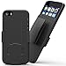 iPhone 5 5S SE Belt Clip Case: Stalion Secure Holster Shell & Kickstand Combo (Jet Black) 180° Degree Rotating Locking Swivel + Shockproof Protection