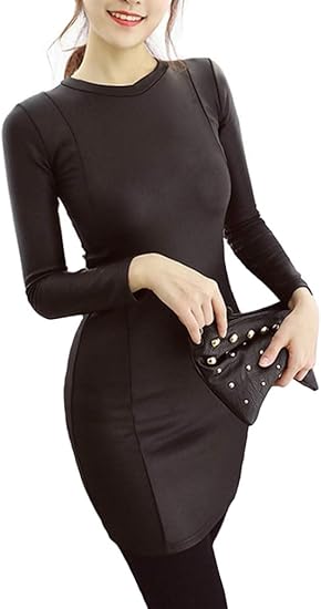 Amazon Dokidoki ピタピタで超セクシー ワンピース ボディコン 黒 ブラック マイクロミニ セクシー よく伸びる ピタピタ フィット L ワンピース チュニック 通販