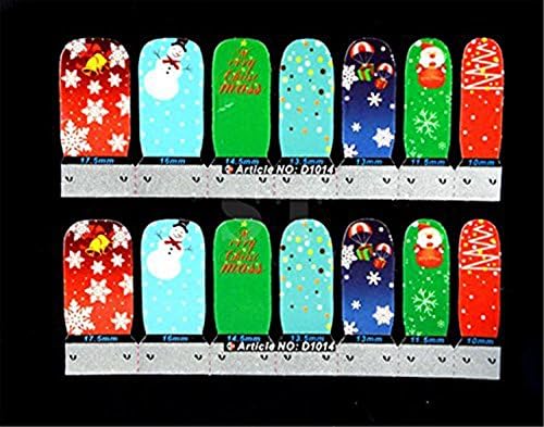 RuiChy Christmas Nail Art Sticker Full Wrap Patch Decal For Fingers Natural/False Nails 42Pcs