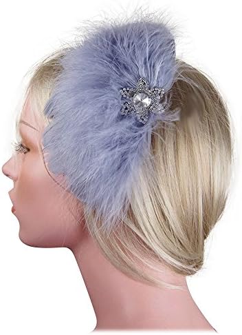 SACASUSA Feather Fascinator Flower Rhinestones Crystals Cocktail Headwear Hair Clip
