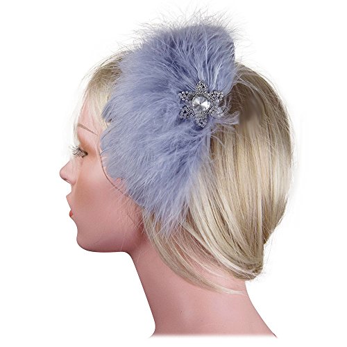 SACASUSA Feather Fascinator Flower Rhinestones Crystals Cocktail Headwear Hair Clip