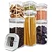 DuraHome FLiPLOCK Airtight Food Storage Containers 6 Piece Set - BPA Free Durable Clear Acrylic Container with Innovative Air Tight Handle Lid for Dry Goods Pantry Organization (Square)