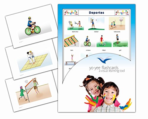 Tarjetas de vocabulario - Deportes - Sports and Action Flashcards in Spanish - Vocabulary Picture Cards for Toddlers, Kids, Children and Adults