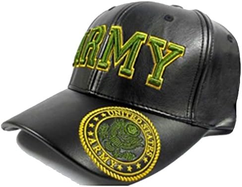 ARMY Cap Black Leather Embroidered Hat U.S.United States Military