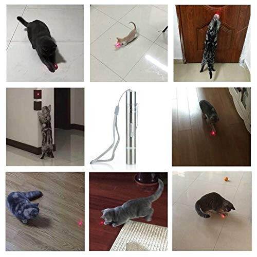 Deyace Rechargeable Cat Laser Toy, Interactive Toys for Cats Dogs Exercise and Training, 4 in 1 Function Pets Chaser Wand, Red Focused Light, UV, Flashlight, Charging Cable - Thumbnail 5