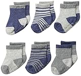 Carter's Baby-Boys Newborn Heather Terry Ribbed Socks, Multi, 3-12/Medium Months (Pack of 6)