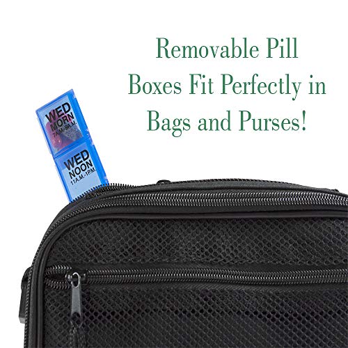 GMS 7 Day Pill Organizer Tray - Large with Removable Daily Pill Boxes with 4 Compartments Each for Storing and Organizing Medications and Pills - Blue