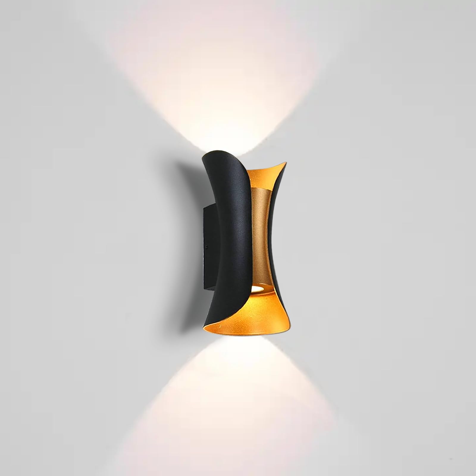 SmartLightMax Elegant and Luxury Waterproof LED Wall Light โ Up and Down Luxury Lighting, Hourglass Design, Hallway, Bedroom, Garden, Living Room (Black and Gold, 20cm x 10cm, 3000K Warm Light) โ image 1