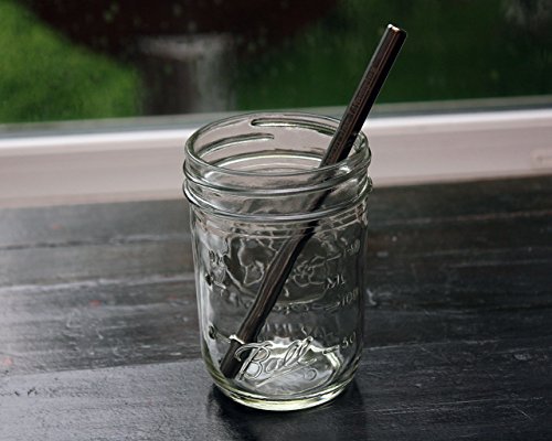Short Safer Rounded End Stainless Steel Straws for Half Pint Mason Jars, Cocktails, Coffee Mugs, Small Glasses or Cups (4 Pack + Cleaning Brush + Bag) - Thumbnail 3