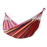 ENKEEO Outdoor Cotton Hammocks Double 2 Person 330lbs Portable Compact Travel Camping Hammock with Tree Ropes and Carry Bag for Patio Yard Garden Beach