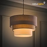MiniSun Round Modern 3 Tier Pink Grey Fabric Ceiling Pendant Light Shade 30cm view 5