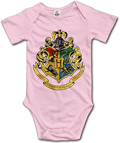 BACADI Baby's Harry Potter Hogwarts Logo Hanging Bodysuit Romper Playsuit Outfits Clothes Climbing Clothes Long Sleeve Pink
