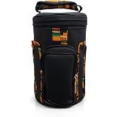 Multi-Purpose Cylindrical Carry Bag for 11" Talking Drum &ndash; Black with African Kente Accents, Front Pocket and Top Handle