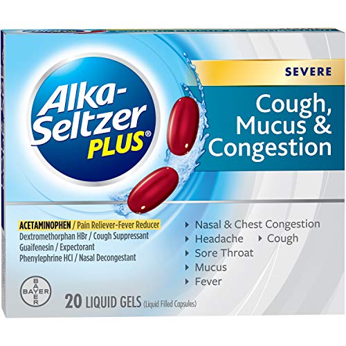 ALKA-SELTZER PLUS Severe Strength Cough Mucus and Congestion Medicine Liquid Gels for adults, 20 Count