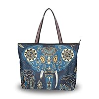 ColourLife Ethnic Elephant Shoulder Bag Top Handle Tote Bag Handbag for Women