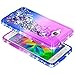 Galaxy Grand Prime Case, J2 Prime with Tempered Glass Screen Protector for Girls Kids Women, NageBee Glitter Liquid Bling Floating Waterfall Cute Case for Samsung Galaxy J2 Prime (G530) -Purple/Blue