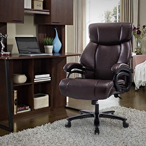 REFICCER High Back Big & Tall 400lb Leather Office Chair Executive Desk