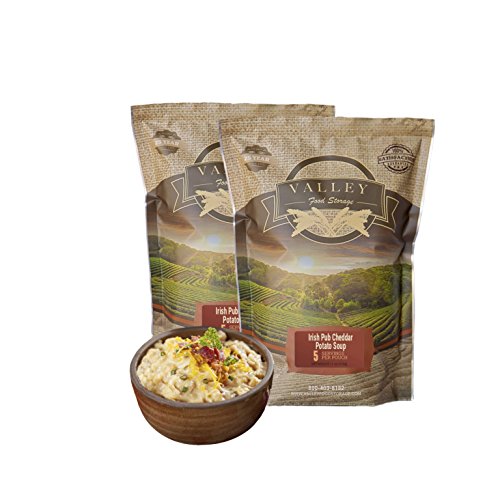 Valley Food Storage - Irish Pub Cheddar Potato Soup Freeze Dried Meal - 100% Real Natural Food. Perfect for Camping, Emergency Preparedness, Travel - 2 Pack