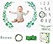Tiny Steps Baby Monthly Milestone Blanket - Thick Fleece (60 x 40 Inch) Leafy Wreath Marker Cute Headband and Box Included | Photo Backdrop Customized Memory for Newborn Boy Girl Twin Shower Registry