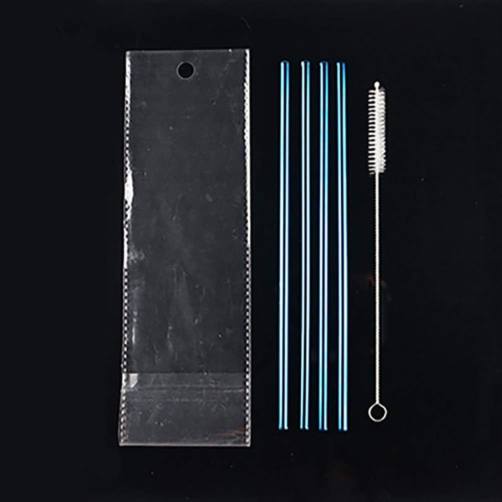 UGUAX 5Pcs Stainless Steel Straws Drinking Metal Straws For Rumblers Cold Beverage (4 Straight,1 Brush)