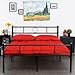 GreenForest Full Size Bed Frame Platform with Headboard and Stable Metal Slats Mattress Base Boxspring Replacement, Black