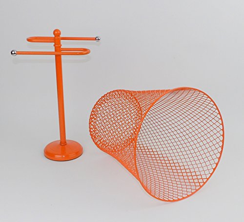 Orange Wire Metal Trash Can Waste Basket Garbage - Thumbnail 2