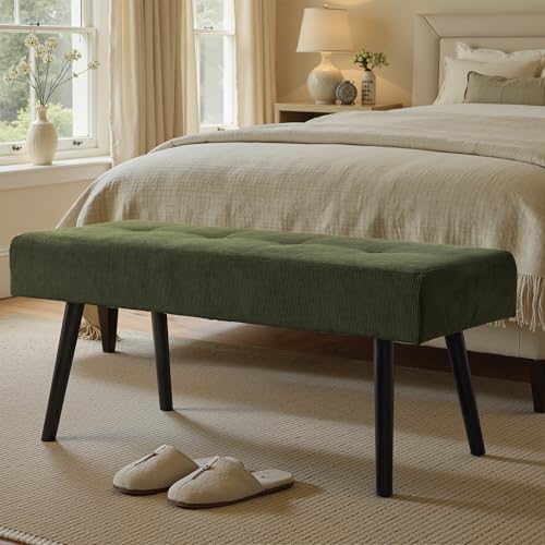Comfy to go Entryway Bench - Green Bench for Bedroom, Modern Ottoman