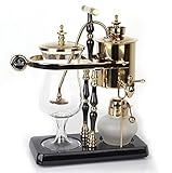 Diguo Belgian/Belgium Luxury Royal Family Balance Siphon/Syphon Coffee Maker. Elegant Double Ridged Fulcrum with Tee handle (Egyptian Black & Gold)