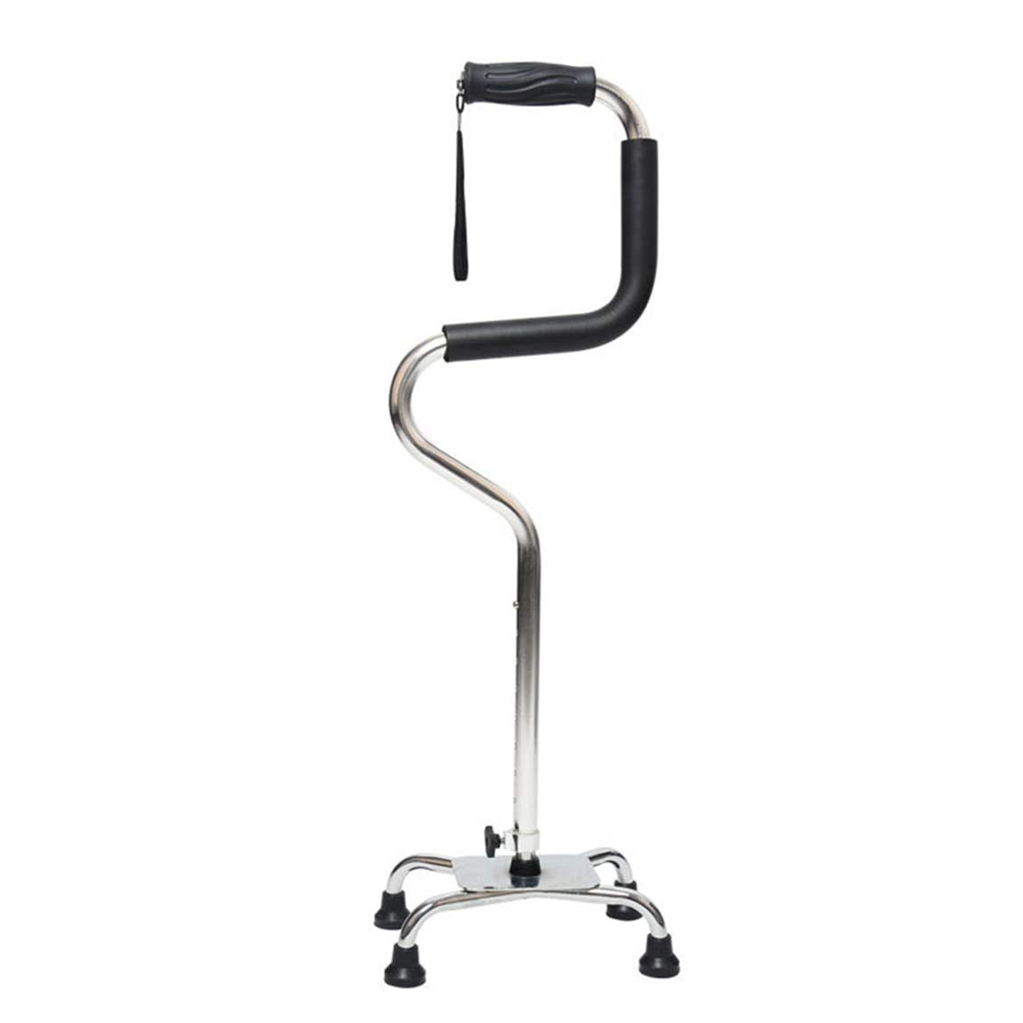 Quad Cane Adjustable Walking Canes Medical Products Heavy Duty Large Base Rubber Tips Height Walking Stick Handle Stable Offset for Men Women