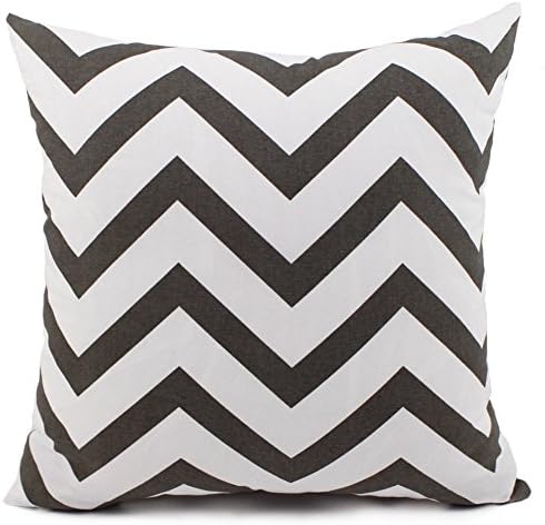 sitiawan Home Decorative Wavy Line pringting 100% Cotton Canvas Solid Throw Pillow Cushion Cover with Hidden Zipper, 18 X 18 Inches, Dark Grey