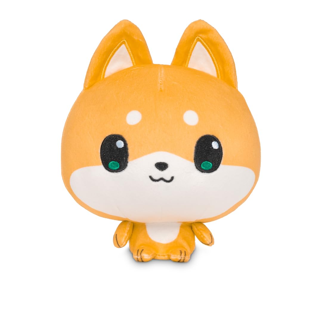 TeeTurtle Cloudheads Miso The Shiba Inu Plush - 5-Inch Dog Stuffed Animal with Embroidered Details - Soft Cuddly Plush Toys for Kids, Teens, and Adults