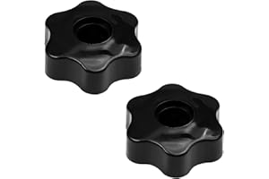 MroMax 2Pcs Star Knobs M8 Knurled Clamping Nuts Threaded Knobs Star Shape Hand Knobs Plastic Screw-On Type Handle Knob for Mechanical Equipment Black
