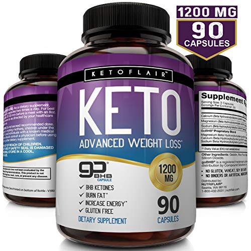 Best Keto Diet Pills GoBHB 1200mg, 90 Capsules Advanced Weight Loss Ketosis Supplement - Natural BHB Salts (beta hydroxybutyrate) Ketogenic Fat Burner, Carb Blocker, Non-GMO - Best Weight Loss Support (Best Way To Lose Weight In 90 Days)